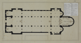 214419 Plattegrond van de door bisschop Adelbold gebouwde Domkerk te Utrecht. N.B. Een in c. 1920 vervaardigde anonieme ...